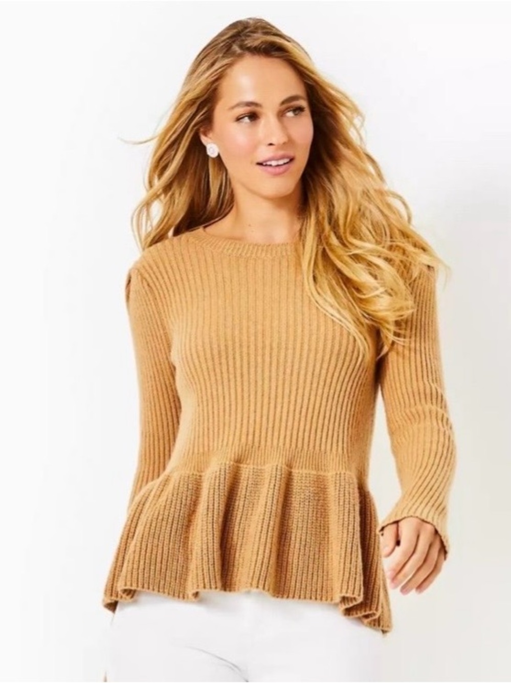 Lilly Pulitzer Lanta Ribbed Peplum Crew Sweater